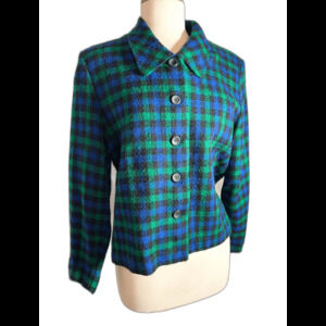 M.H.M. Melissa Harper Blazer Size 12 Vintage 80's Dark Academia Plaid Jacket